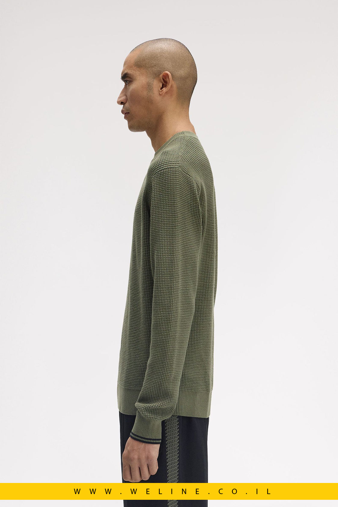 סריג צווארון עגול מבד כותנה בסריגת וואפל – בצבע ירוק Laurel Wreath