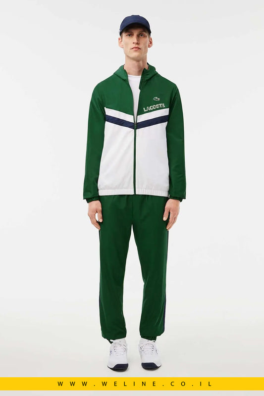חליפת טניס גברים Lacoste Sport Stripe – ירוק/לבן