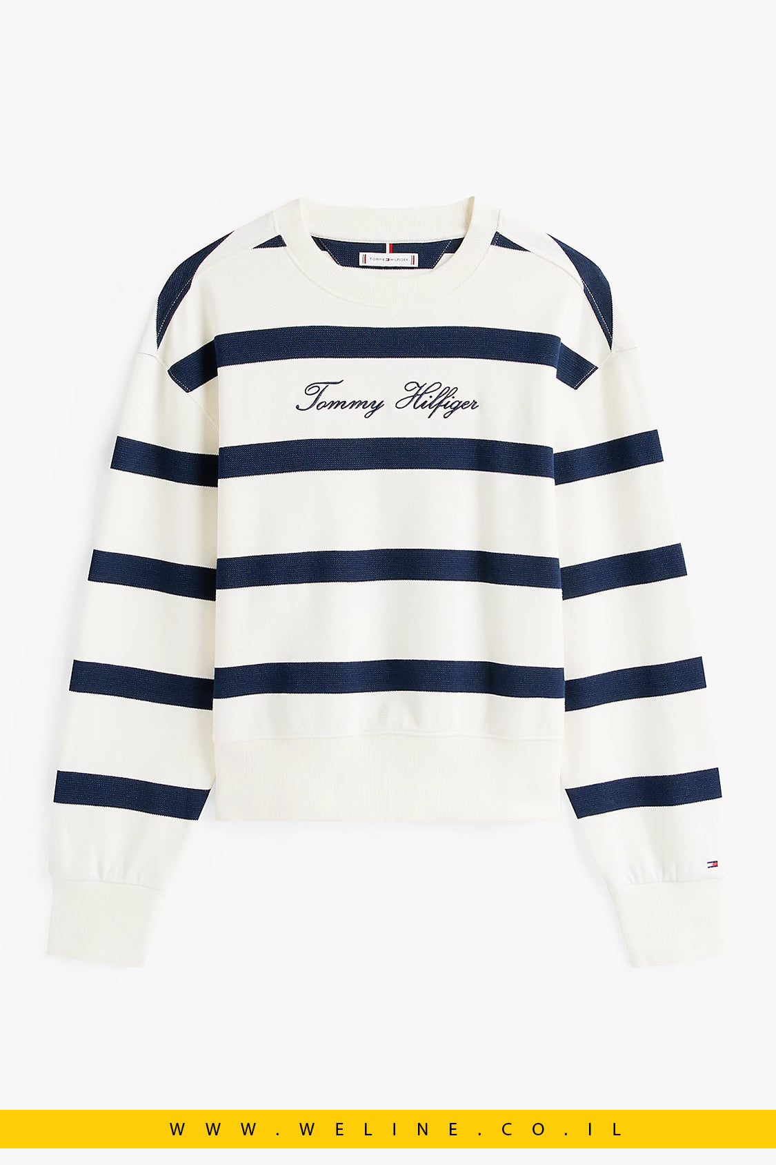 סווטשירט Piqué עם לוגו רקום לנשים Tommy Hilfiger