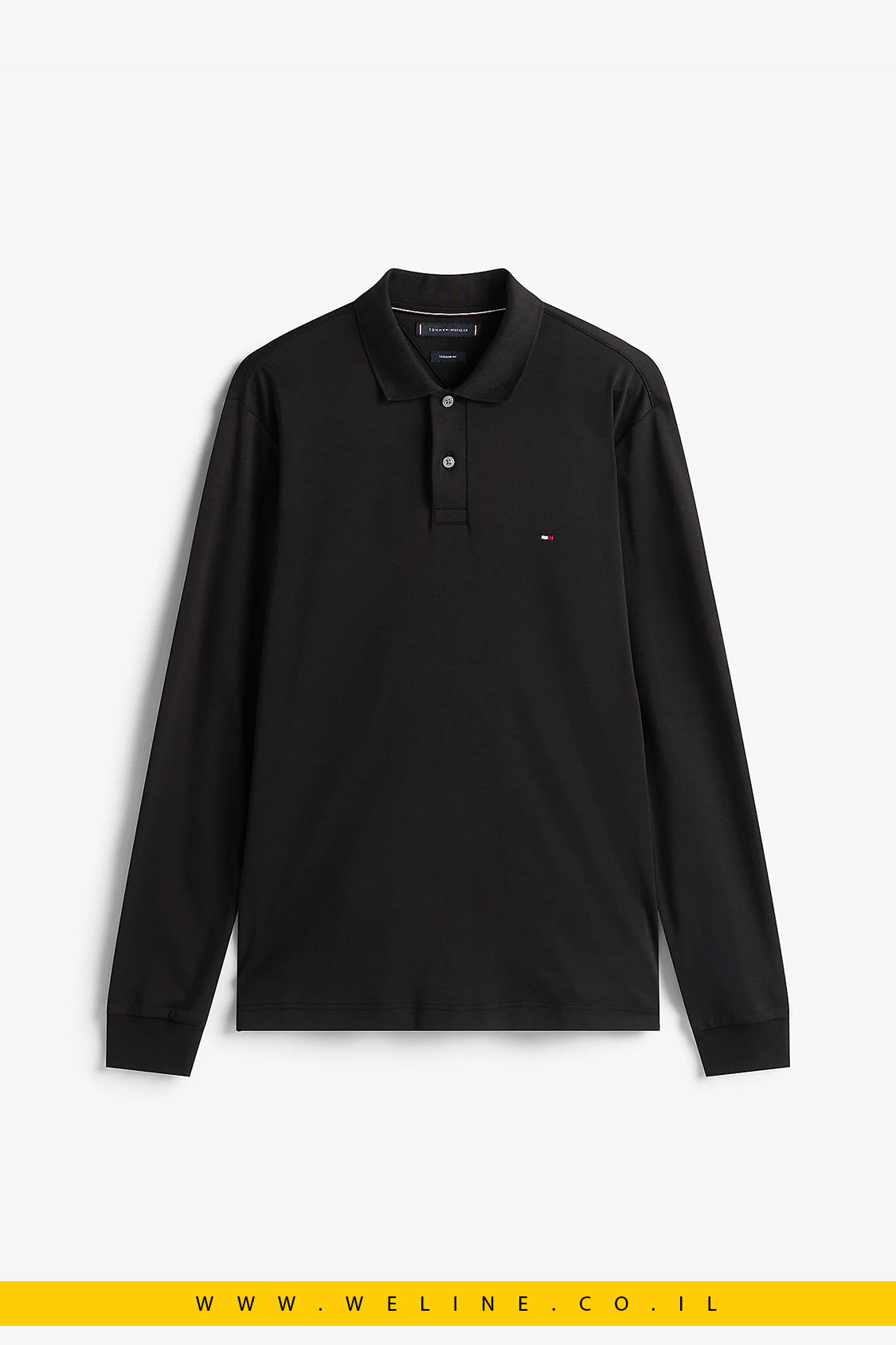 Tommy Hilfiger Regular Fit Long Sleeve Polo Shirt – חולצת פולו שרוול ארוך לגברים בצבע שחור