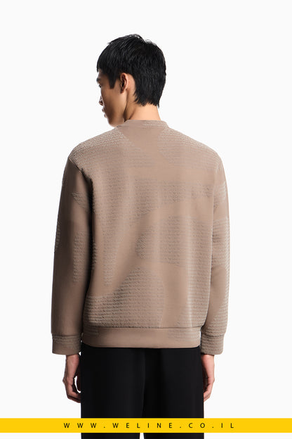 סווטשירט ג׳רזי מתערובת ליאוסל עם הדפס פלוק צפוף ולוגו מובלט לכל האורך