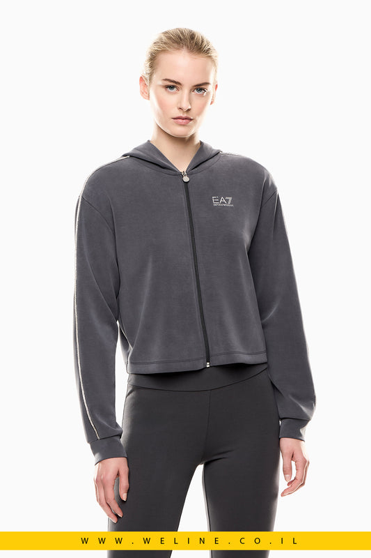 סווטשירט רוכסן נשים – Precious Stretch Modal – EA7 Emporio Armani