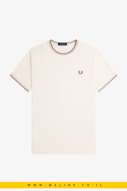 חולצת טי לגברים עם פס כפול בצווארון – Fred Perry