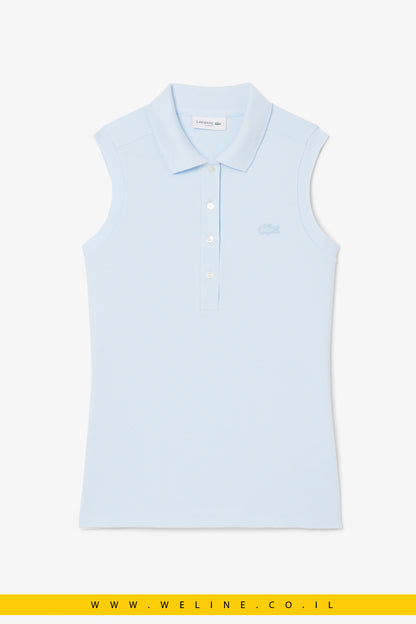 פולו לנשים ללא שרוולים בגזרת Slim – דגם L.12.D – כחול – Lacoste