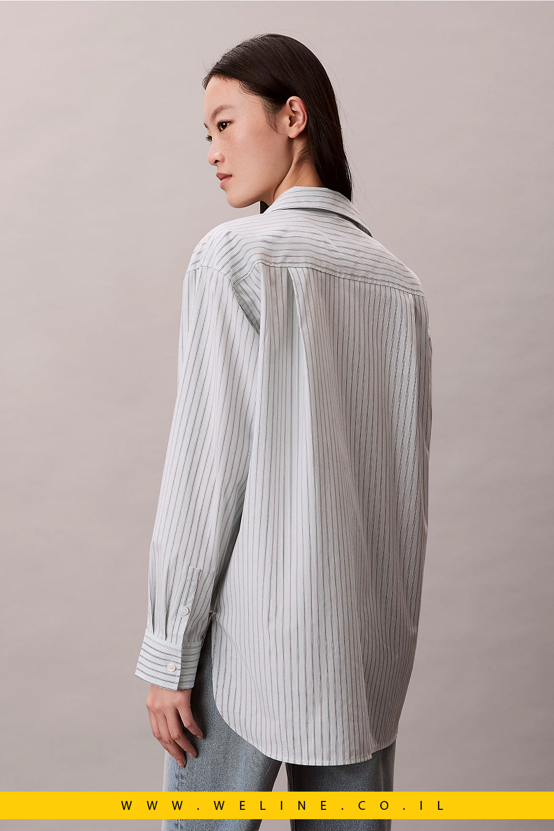 חולצת פופלין מפוספסת מכותנה – Calvin Klein