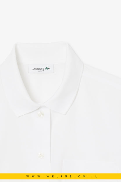 חולצת כותנה פופלין סטרץ’ Slim Fit עם כיס מבית Lacoste