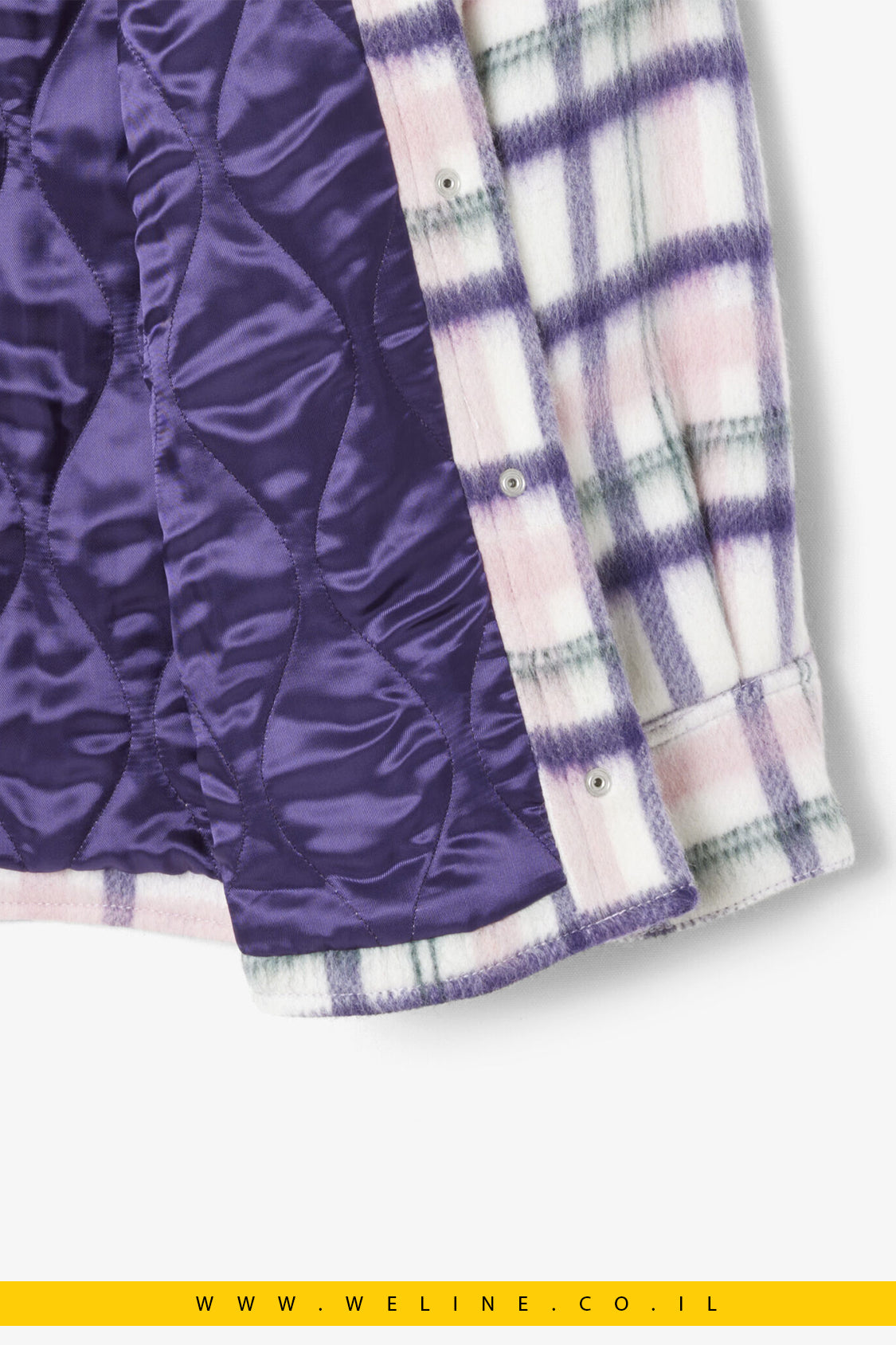 אוברשירט צמר קווילט Oversized מבית Lacoste – משבצות חמות