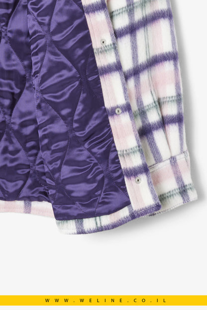 אוברשירט צמר קווילט Oversized מבית Lacoste – משבצות חמות