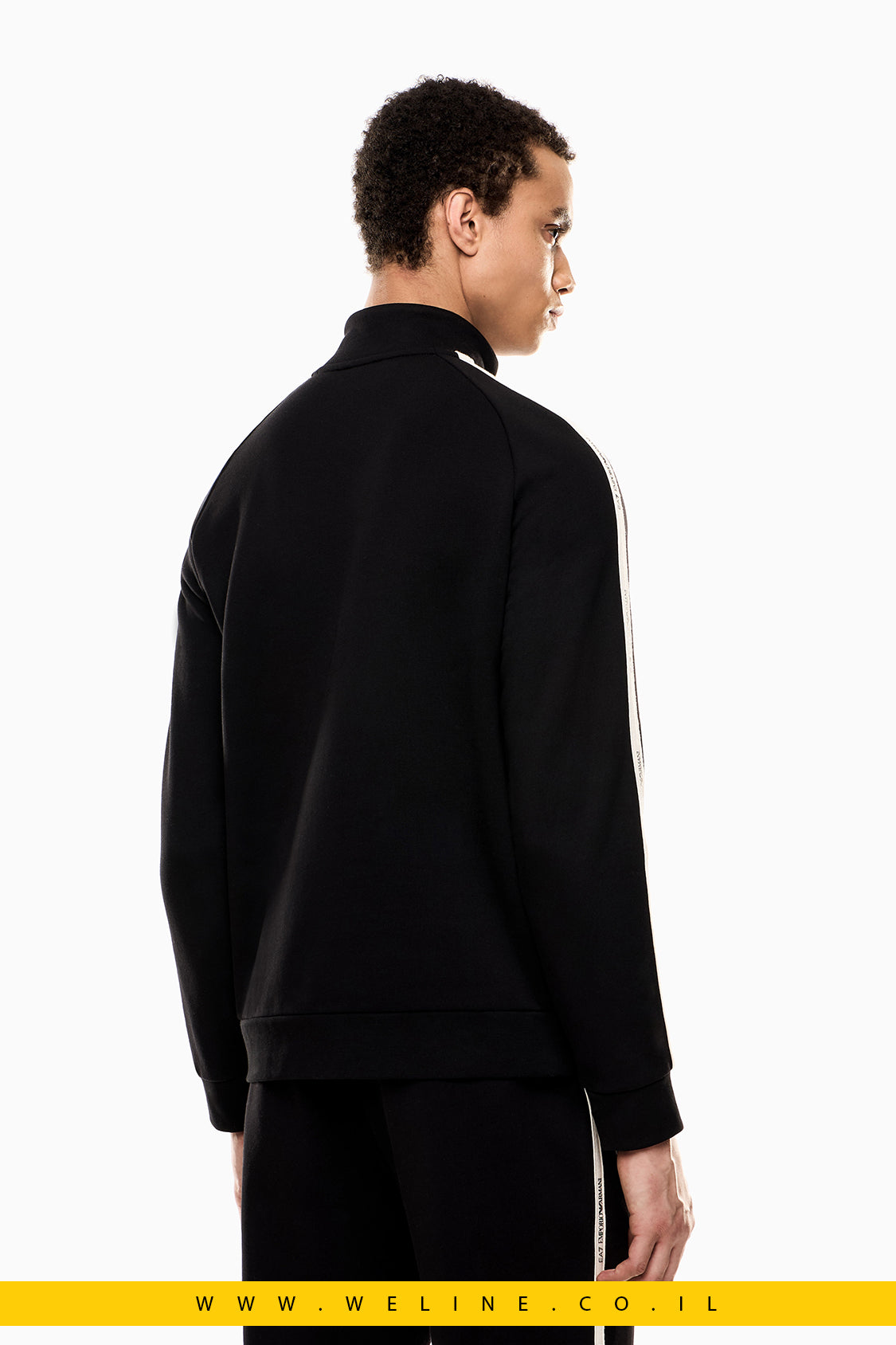 סווטשירט גברים EA7 Logo Series – רבע רוכסן, גזרת Regular