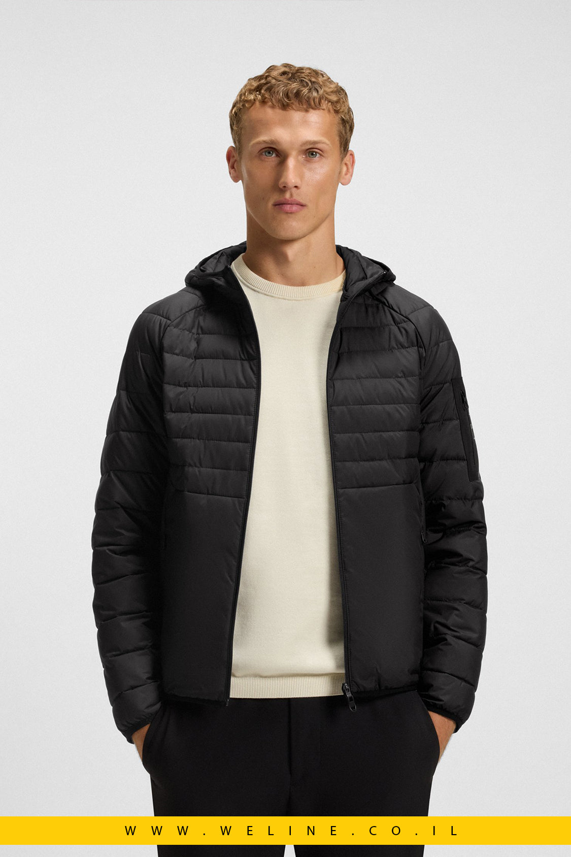 מעיל קפוצ'ון דוחה מים עם פרטי רפלקטור – BOSS Urbanex