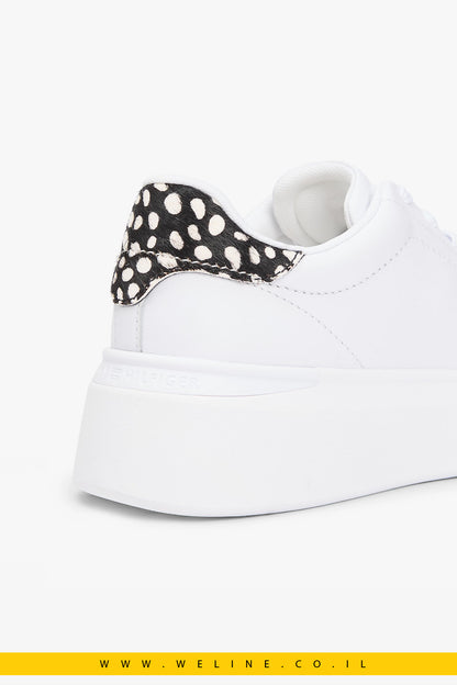 נעלי סניקרס פלטפורמה לנשים Tommy Hilfiger Snow Leopard Heel Leather – צבע לבן/הדפס מנומר