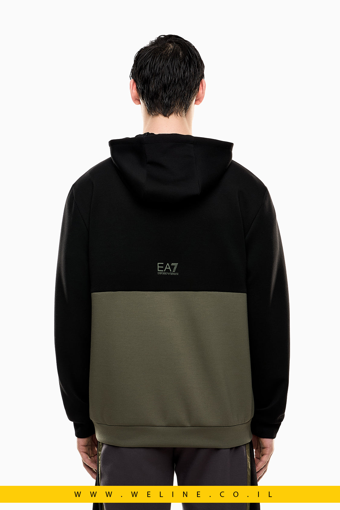 סווטשירט קפוצ׳ון בצבעי בלוק – EA7 Emporio Armani