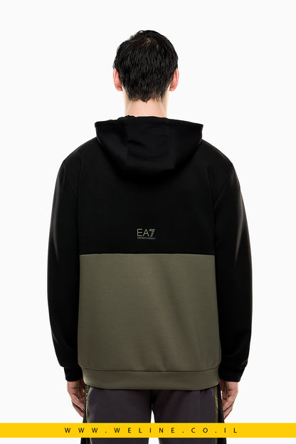 סווטשירט קפוצ׳ון בצבעי בלוק – EA7 Emporio Armani