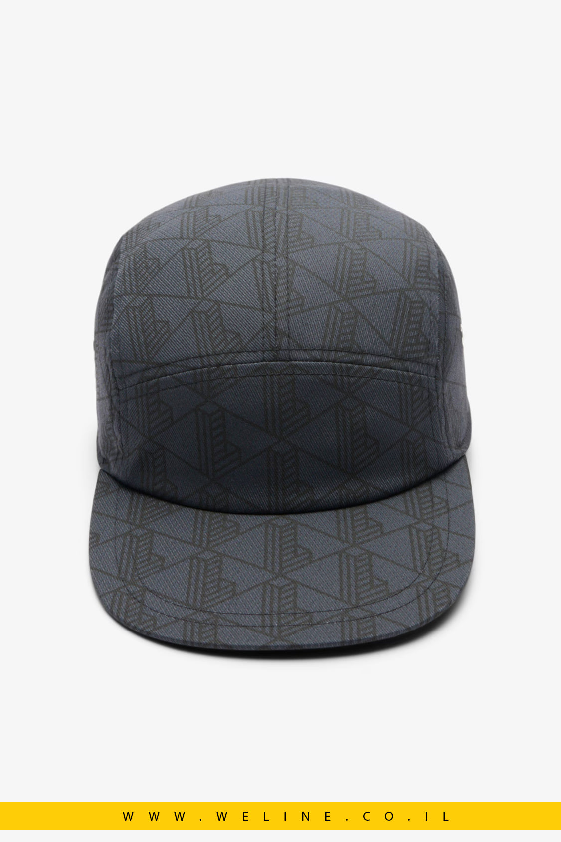 Lacoste כובע Jockey מודפס מטוויל כותנה – אפור כהה/שחור