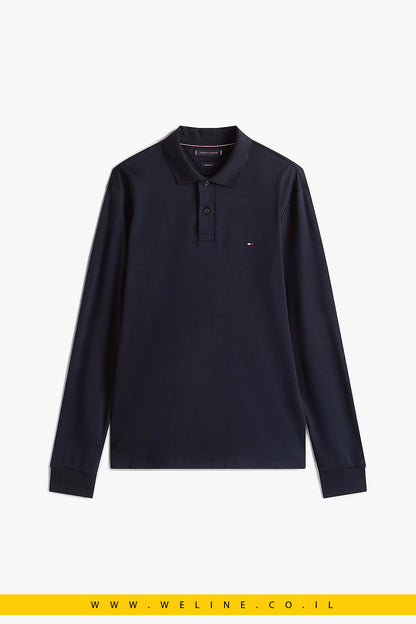 Tommy Hilfiger Regular Fit Long Sleeve Polo Shirt – חולצת פולו שרוול ארוך לגברים בצבע כחול