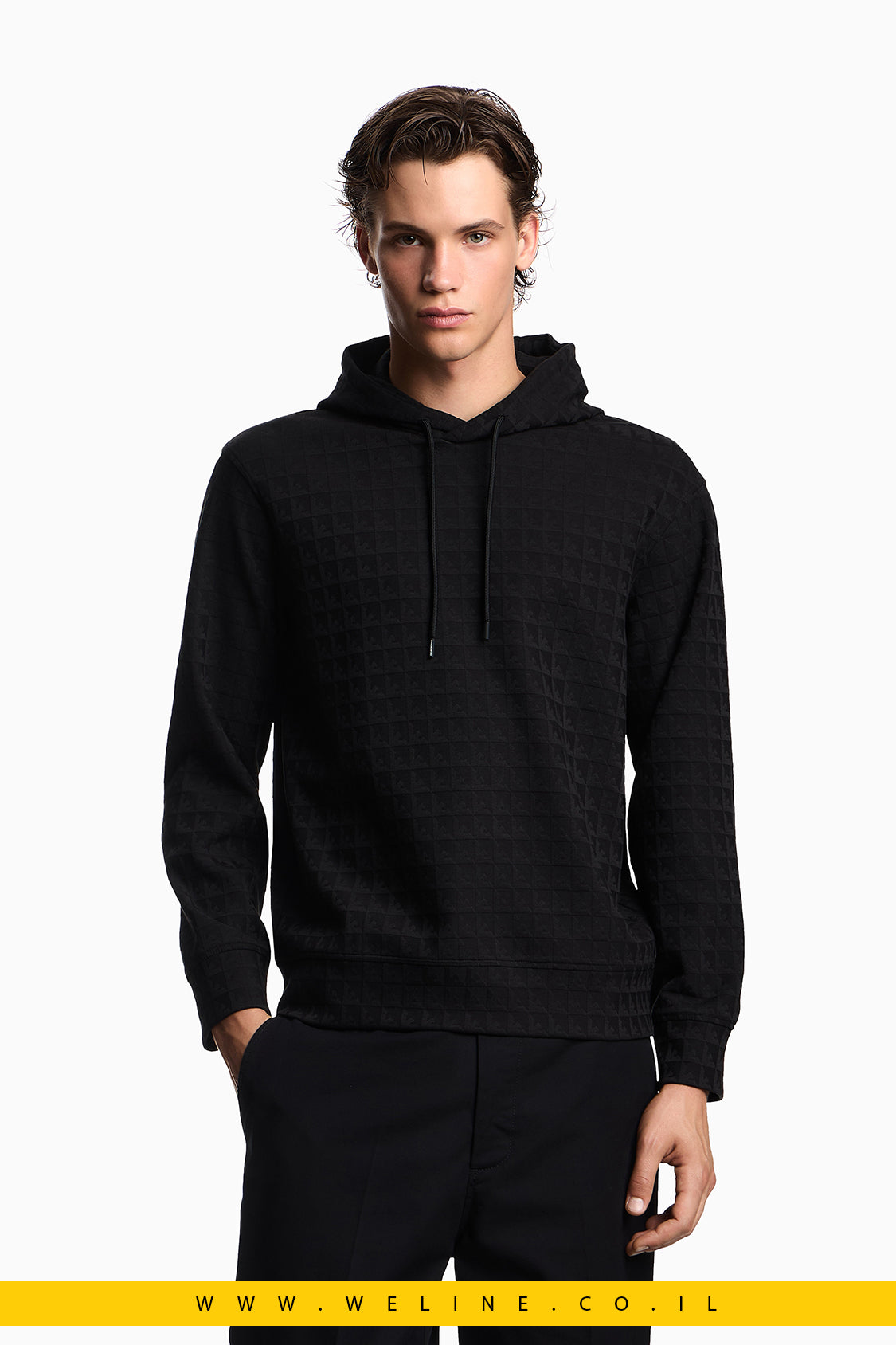 קפוצ'ון גברים Emporio Armani ASV – Jacquard Lyocell עם דוגמת נשר All-Over