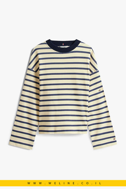 סווטשירט פסים עם כפתורי זהב לנשים Tommy Hilfiger