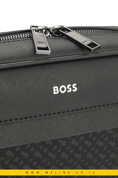 תיק קרוס לגברים עם פרטי מונוגרמה – BOSS