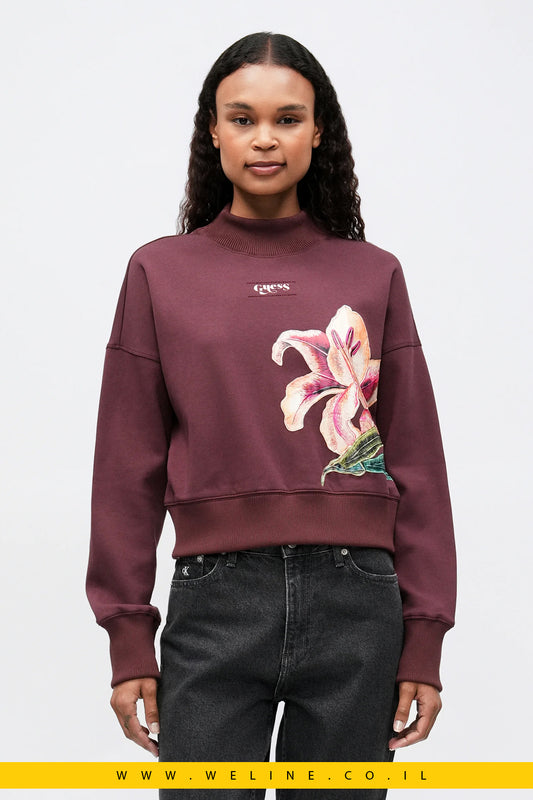 סווטשירט נשים Guess – Pure Choco בגזרת Loose Fit