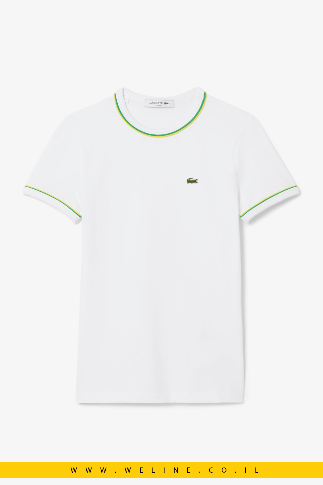 טי-שירט לנשים עם עיטורי קונטרסט – לבן – Lacoste