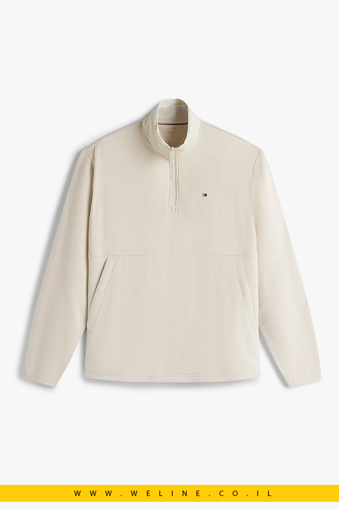 סוודר גברים Tommy Hilfiger Performance במרקם משולב ורבע רוכסן