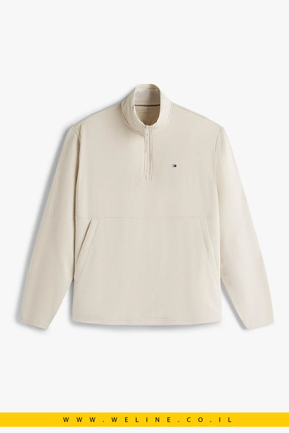 סוודר גברים Tommy Hilfiger Performance במרקם משולב ורבע רוכסן