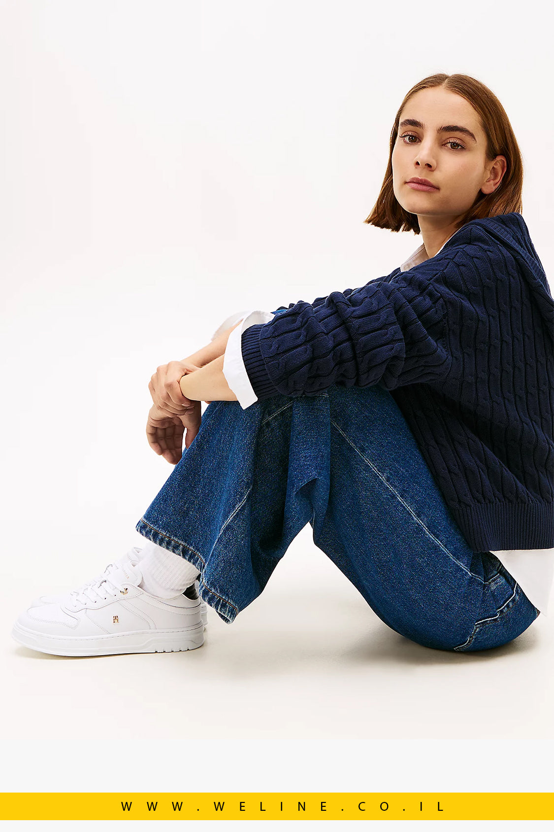 סניקרס עור Tommy Hilfiger TH Monogram Leather Cupsole Trainers White