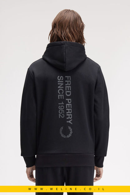 סווטשירט קפוצ'ון עם מיתוג בולט – Fred Perry (שחור)