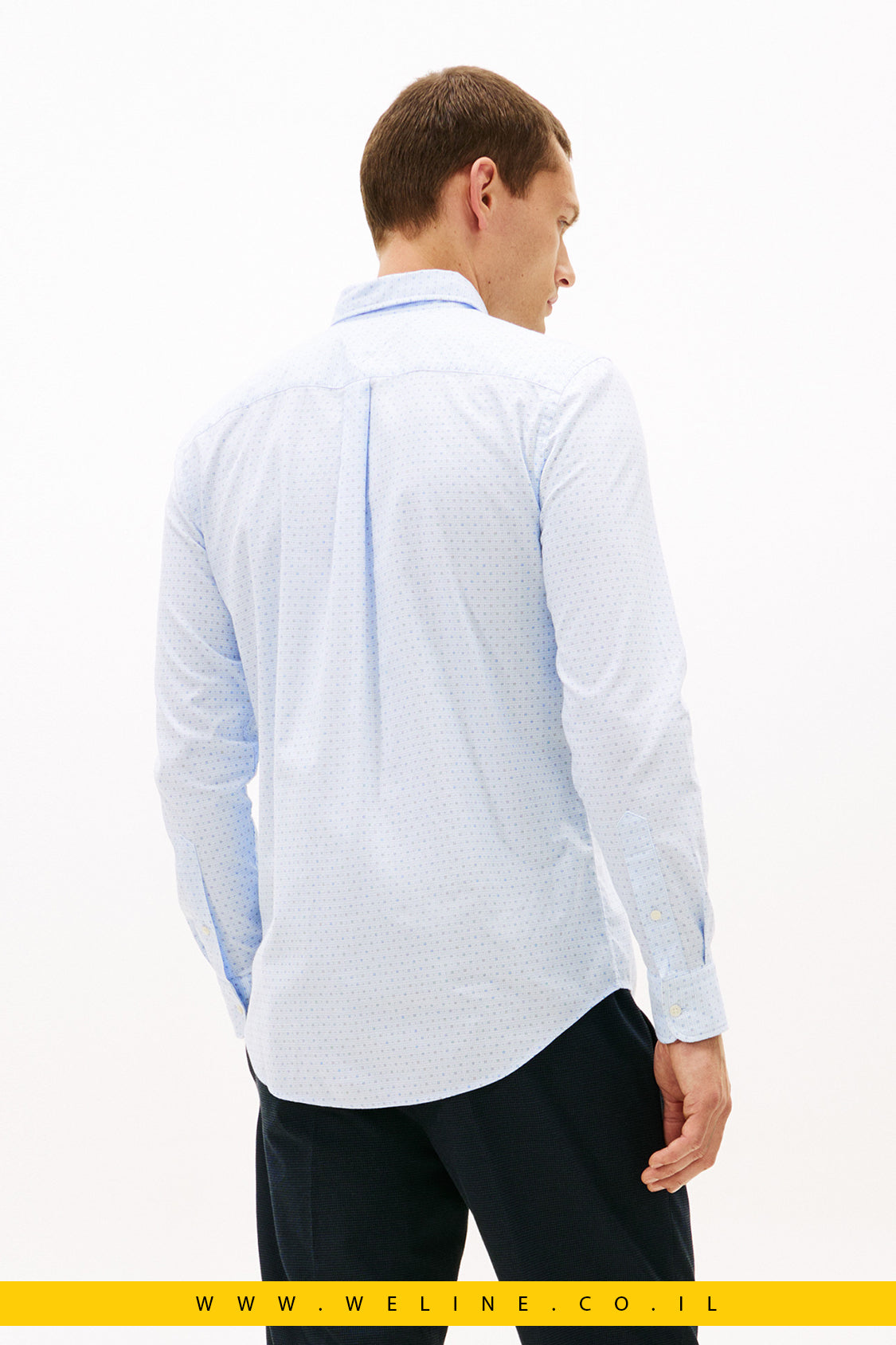 חולצת מכופתרת לגברים Tommy Hilfiger Flex Poplin Mini Print Slim Shirt – טומי הילפיגר | Slim Fit