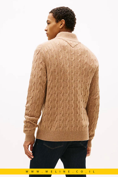 סריג tommy חצי־רוכסן מצמר שה־אמיתי