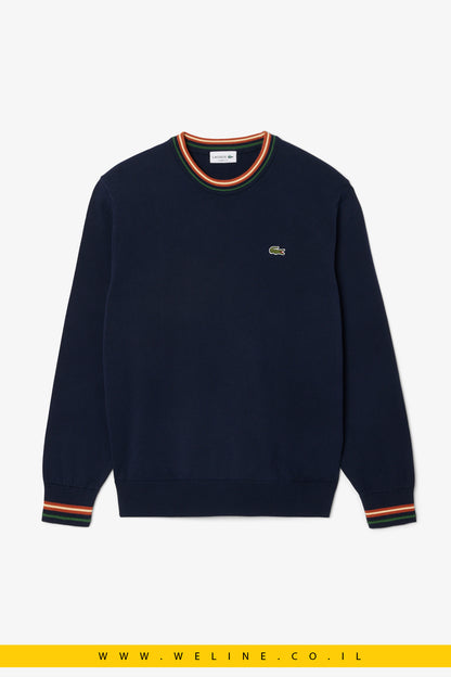 סוודר פסים מכותנה ג’רזי לגברים Lacoste