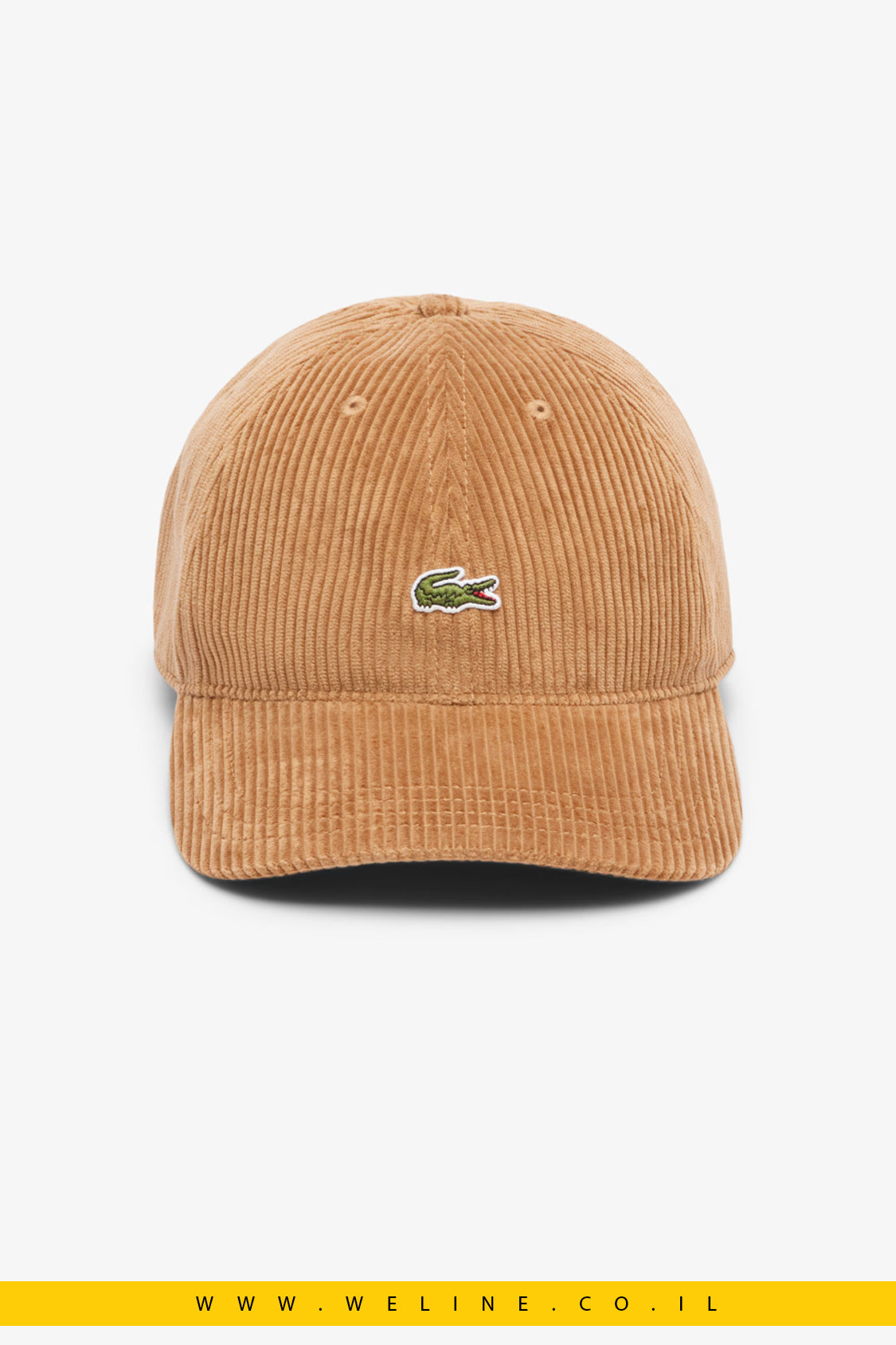 כובע יוניסקס מבד קורדרוי כותנה מבית Lacoste – חום