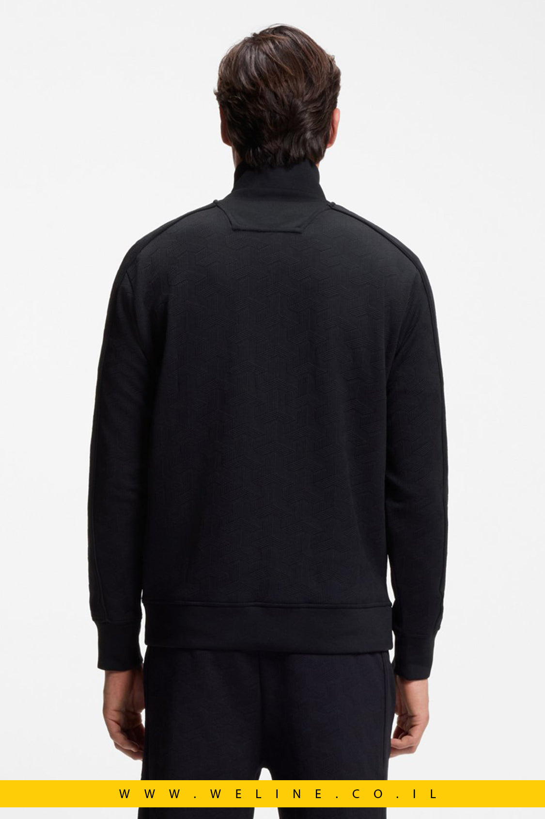 סווטשירט ז’קארד מרופד עם רוכסן SW_Mirror FZ – BOSS (שחור)