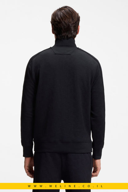סווטשירט ז’קארד מרופד עם רוכסן SW_Mirror FZ – BOSS (שחור)