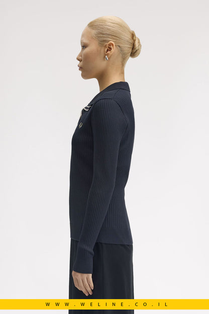 חולצת פולו סרוגה עם מרקם ריב – Fred Perry