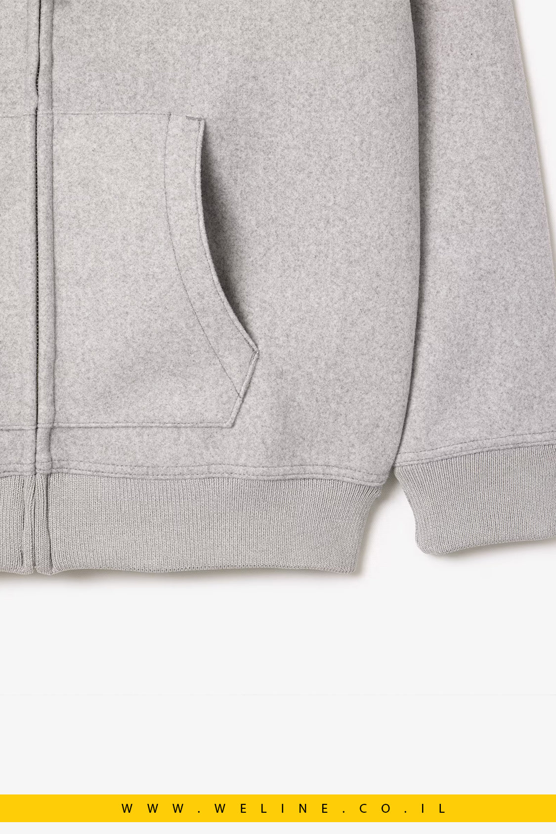 קפוצ'ון גברים Lacoste Zip-Up – אפור בגזרת Loose Fit