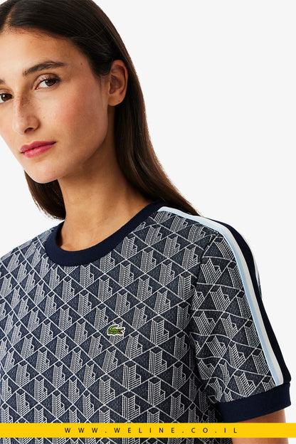 חולצת טי בגזרת Slim עם מונוגרמה סרוגה – Lacoste