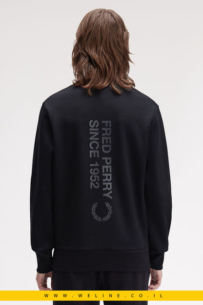 סווטשירט צווארון עגול עם מיתוג בולט – Fred Perry Bold Branding Crewneck (Black)