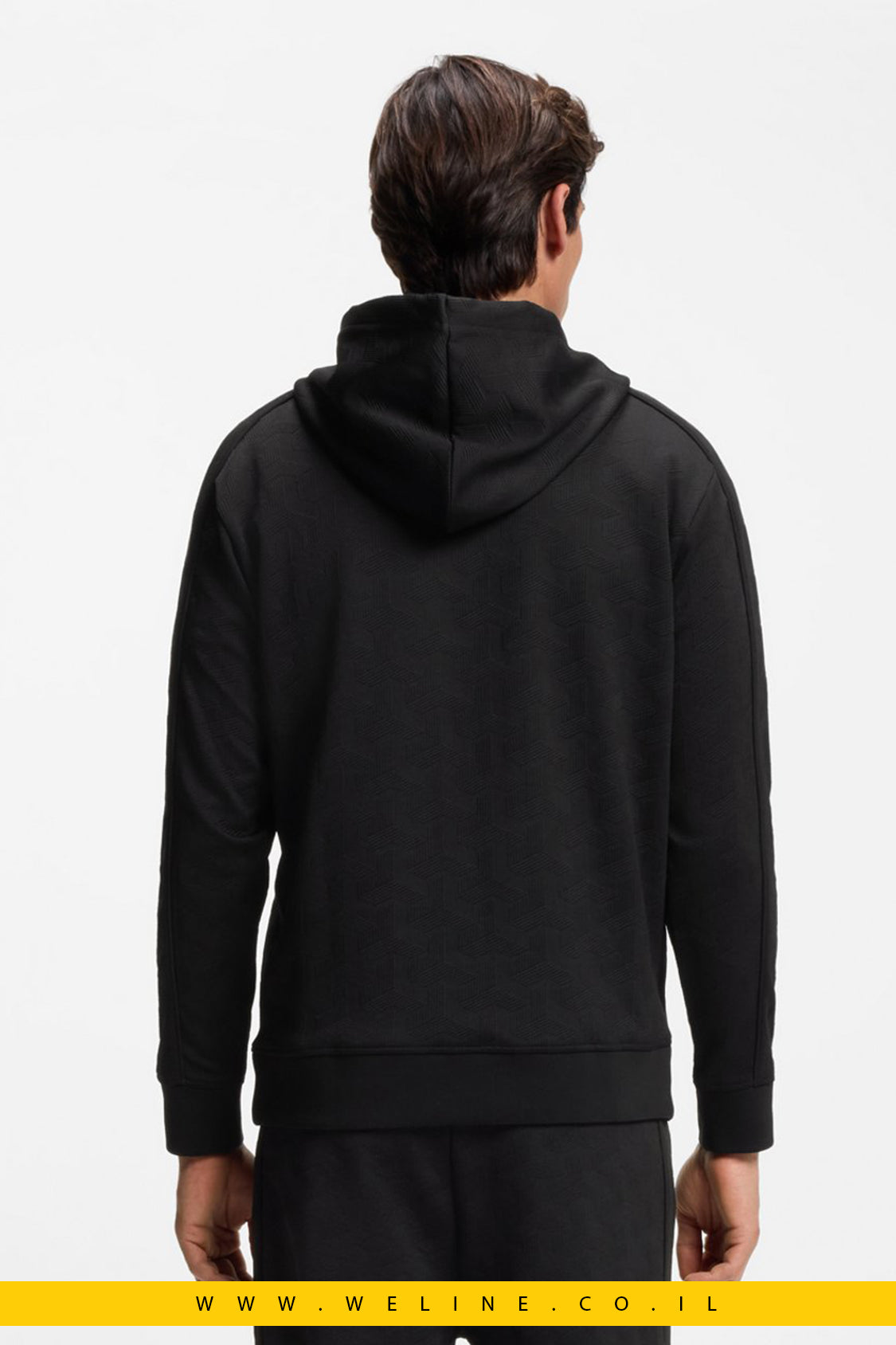 קפוצ'ון קווילט ג’קארד עם דוגמה מרופדת – שחור | BOSS