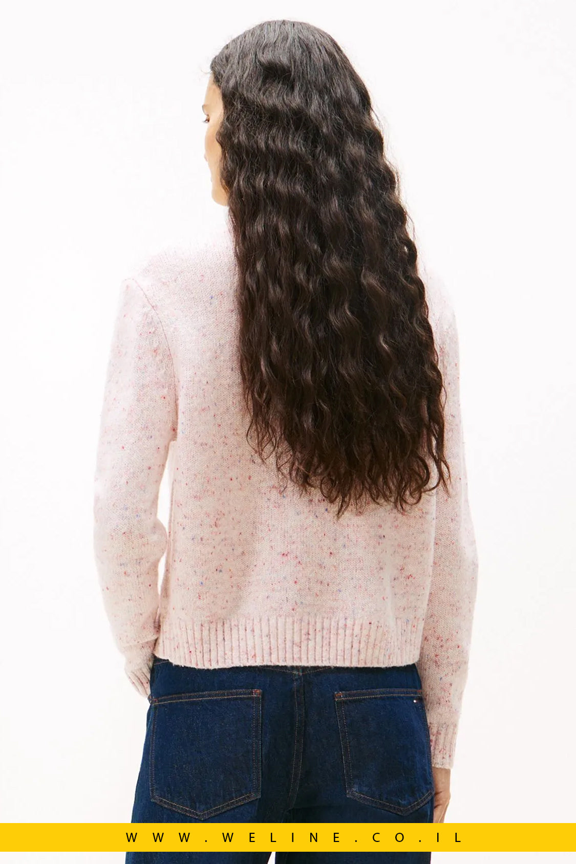 סוודר גולף נשים Tommy Jeans – קלאסי ונקי בצבע Ancient White