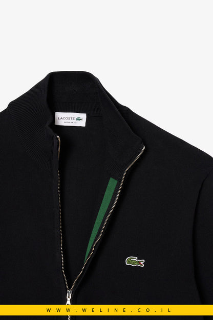 סוודר כותנה עם רוכסן וצווארון גבוה לגברים Lacoste