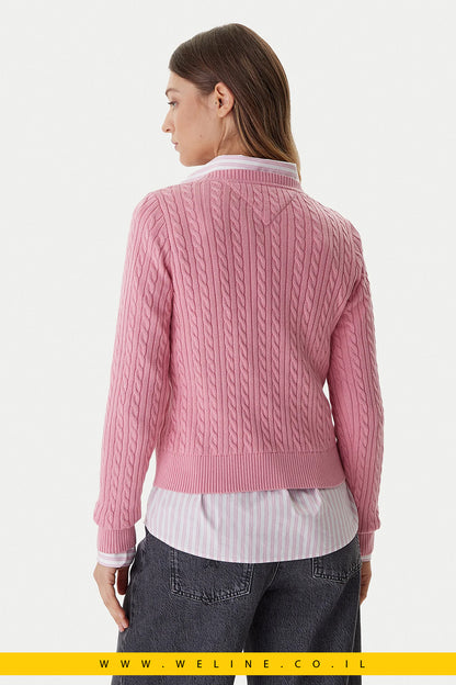 סוודר Cable Essential לנשים – צבע ורוד Mystic Pink