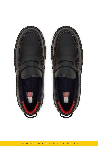 מוקסינים לנשים Tommy Jeans Archive '01 Loafer Leather – צבע שחור