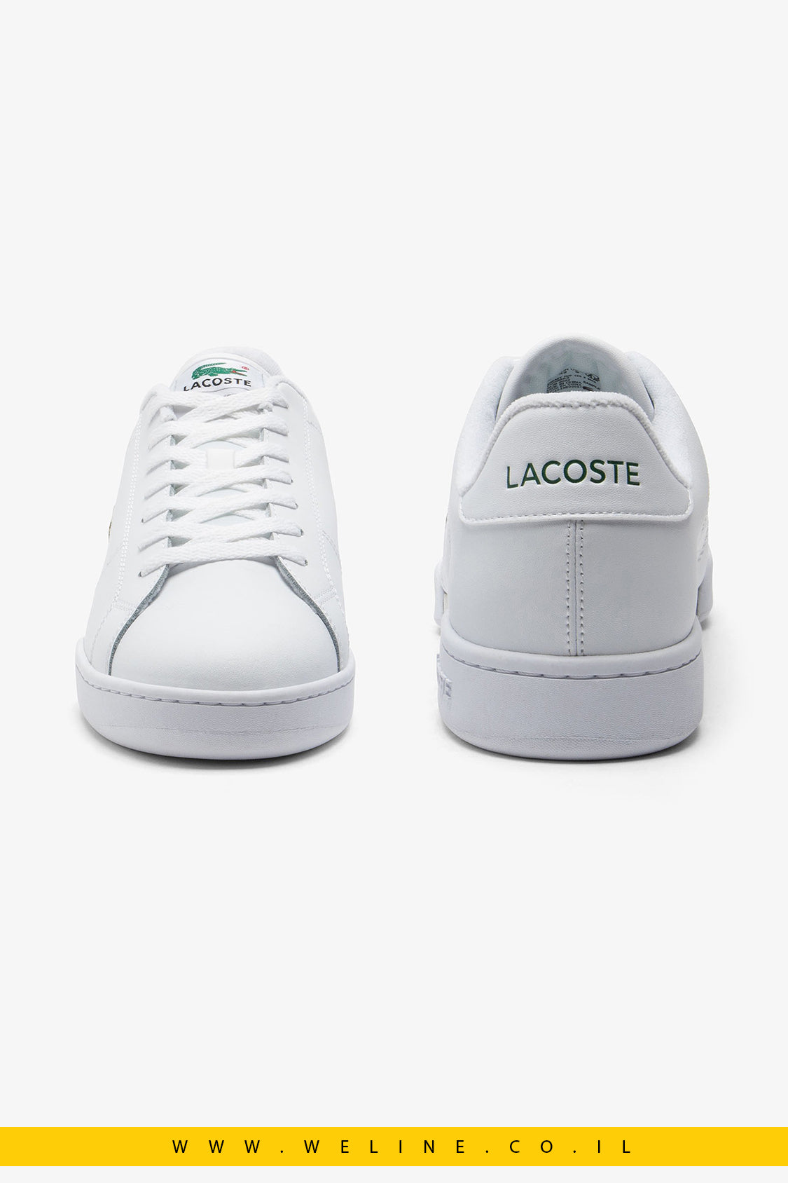 Lacoste Men's Carnaby Cup Leather Sneakers – סניקרס עור לגברים בצבע לבן