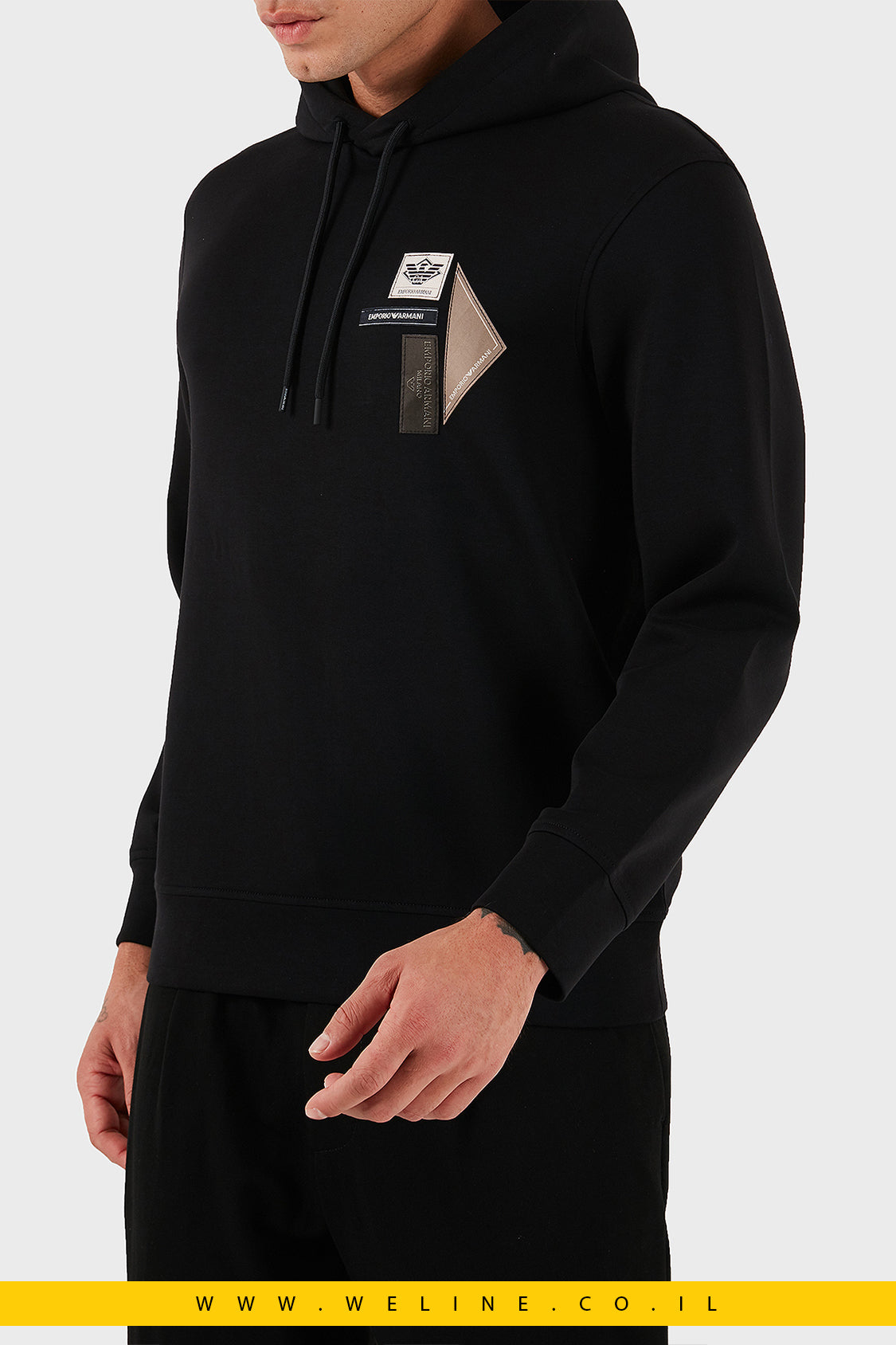 סווטשירט קפוצ'ון לגברים עם לוגו – Emporio Armani