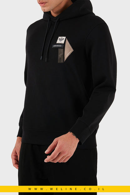 סווטשירט קפוצ'ון לגברים עם לוגו – Emporio Armani