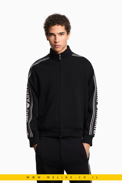 סווטשירט רוכסן עם פסי לוגו – Emporio Armani