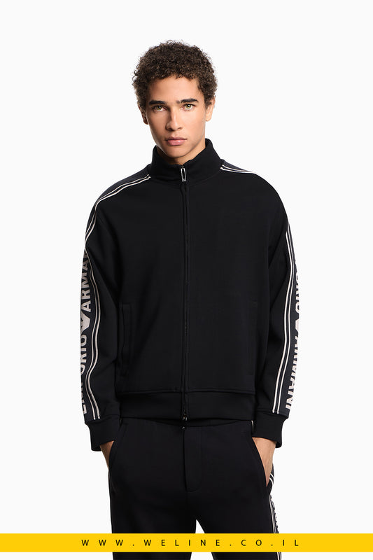 סווטשירט רוכסן עם פסי לוגו – Emporio Armani