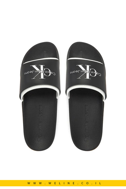 כפכפי גברים Calvin Klein Jeans – דגם Slide Rubber Neoprene Monologo