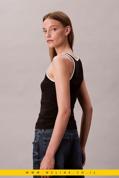 גופיית נשים Calvin Klein Ribbed עם מסגרת קונטרסט